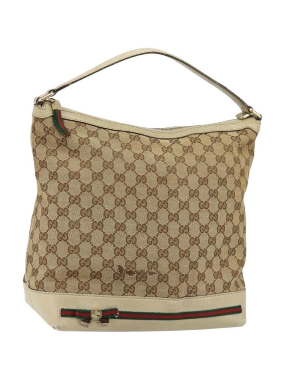 GUCCI GG Canvas Web Sherry Line Pretty Bag Beige Gold 257064